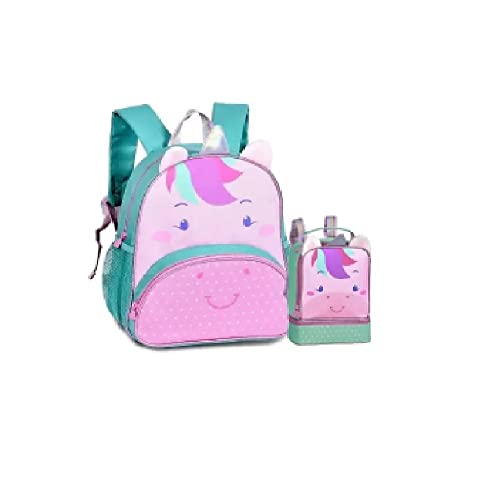 Kit Mochila Costa + Lancheira Unicórnio Verde