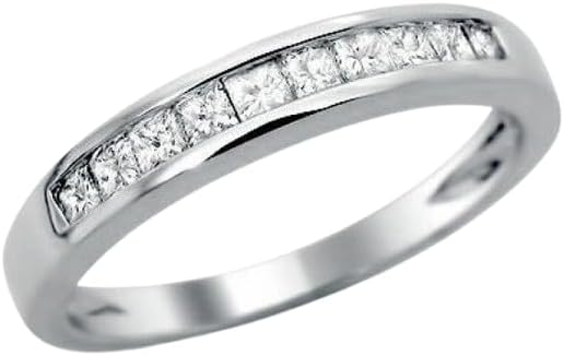 Pretty Jewels Women's Wedding Band, 2.00Ct Princess Cut Lab Created Diamond, Channel Set, 14K White Gold Finish