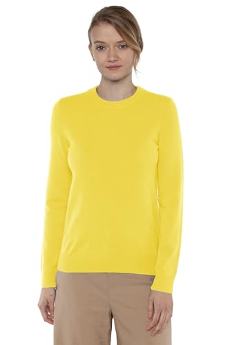 Image of JENNIE LIU Women's 100% Pure Cashmere Crew Neck Sweater, Tight Knit Cozy Soft Hand Washable Long Sleeve Pullover