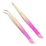 CIYODO 2 Stück-pack Strass Pinzette mit Weichen Silikonspitzen Doppelseitige Edelstahl...