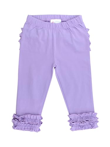Image of RuffleButts Toddler Girl Merry & Bright Ruffle Leggings - Ankle Leggings | 75% Cotton 23% Spandex 2% Elastane, Breathable Lightweight, Elastic Waistband, Signature Rear Detail To 4T, Machine Washable