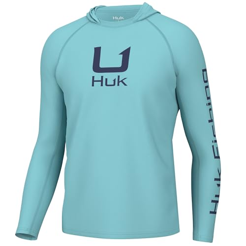 HUK Men's Standard Icon X Hoodie, Fishing Shirt with Sun Protection, Marine Blue - Main Image