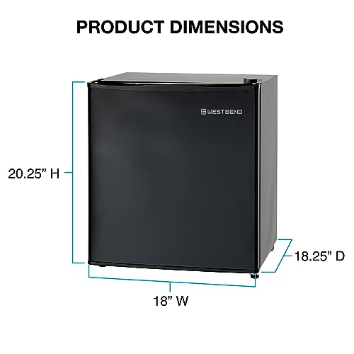 Image of West Bend Mini Fridge Compact Refrigerator for Home Office or Dorm, Auto Defrost with Reversible Door, Energy Star Rated, 1.7-Cu.Ft., Black