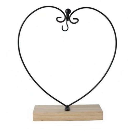 Soporte De Corazón Con Base De Madera Cuadrada Estante Hierro 2
