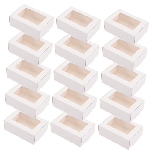 LRXIYODE 30個 クラフト紙製小型 ボックス 窓付き手工p アクセサリー包装用 軽量で耐久性あり プレゼントやパーティーフェイバーに