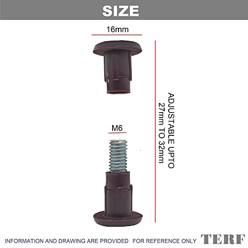 TERF® Cabinet Connecting Jointing Binding Post Screw Bolt M6 (6mm) Steel Threaded Furniture Cabinet Fixing Connector Screw for Join Furniture Thickness 27mm to 32mm Brown - Image 3
