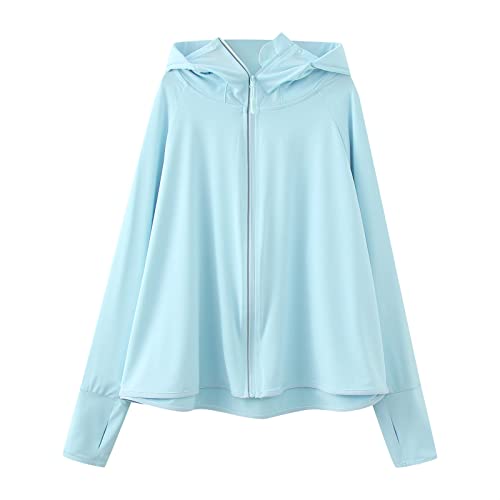 Girls Sun Pr𝗼tection Jacket U𝐏F50+ Zip-Up Hoodie Kids Hooded Jacket Outerwear Breathable Long Sleeve Shirt