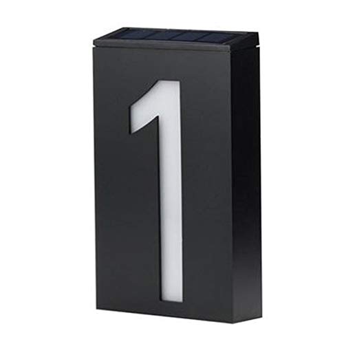 ErYao Modern House Numbers, Solar Powered House Address Sign, LED Illuminated Outdoor House Numbers Plaque, Lighted Up for Home Yard Street and House Manual Control & Light Control (Black 1)