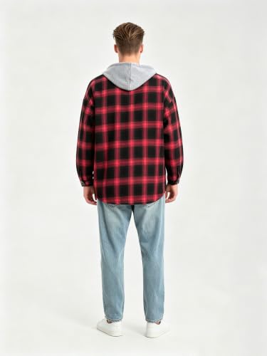Image of Lavnis Men's Plaid Hooded Shirts Lightweight Shirt Jackets