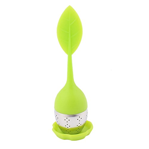 Ruilogod Hojas de té en forma de hoja Filtro de mar infusor de especias verde claro W mate