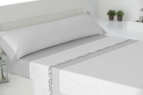 Cisne Rojo Juego Sábanas Poliéster Algodón para Cama 150 cm. Color Gris. Modelo MIA. (200060-150-G)