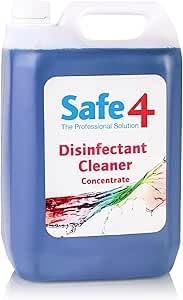 Safe4 Professional Disinfectant Concentrate - Enhanced Formulation,UK Manufactured,for Effective Virus & Bacteria Protection in Professional & Animal Care Settings 5L, Freshmint