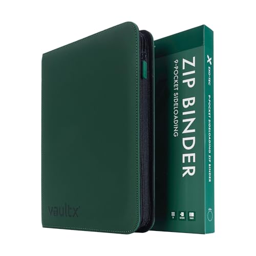 Image of Vault X 9 Pocket Zip Binder, 360 Cards, Exo-Tec Material, 20 Side-Loading Pages (Green)