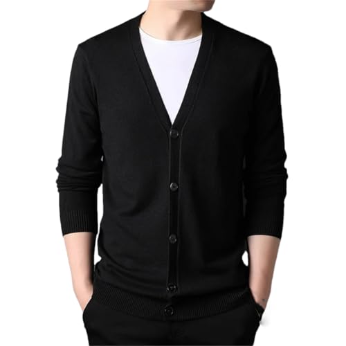 Men Solid Color V Neck Slim Fit Sweatercoat Casual Single Breasted Knitted Cardigan