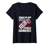Photo Gallery donna time to get star - bandiera americana martellata patriottica maglietta con collo a v Photo Gallery donna time to get star - bandiera americana martellata patriottica maglietta con collo a v