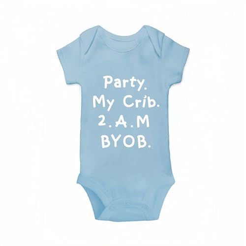 Image of Funny Baby Bodysuit Cute Infant Boy Girl Clothes Super Soft Cotton Suit Humor Comfy One-Piece Gifts Newborn Essentials (Blue, 3-6 months)