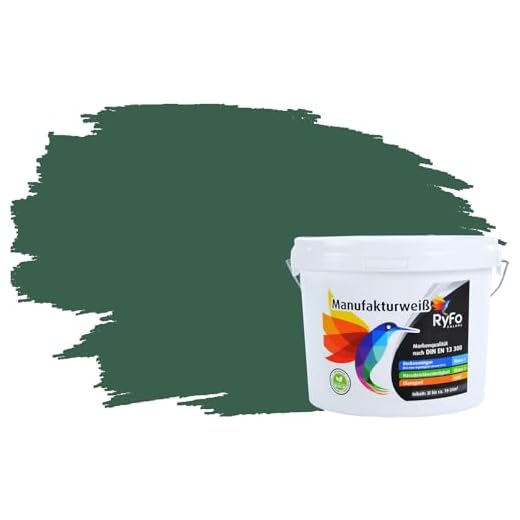 RyFo Colors Bunte Wandfarbe Manufakturweiß Tannengrün 3l - weitere Grün Farbtöne und Größen erhältlich, Deckkraft Klasse 1, Nassabrieb Klasse 1