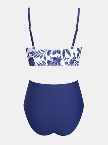 Image of CUPSHE Women's Bikini Sets Two Piece Swimsuit High Waisted V Neck Twist Front Adjustable Spaghetti Straps Bathing Suit