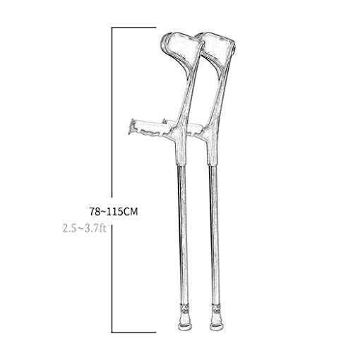 Muletas ergodinámicas para antebrazo, Color Negro, muletas Ligeras, muletas Ligeras con puños para el Brazo, 10 Paradas de Altura Ajustable para Adultos estándar y Altos, 2 Unidades