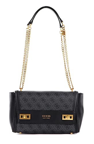 Guess Katey Flap Shoulder Bag Coal Logo