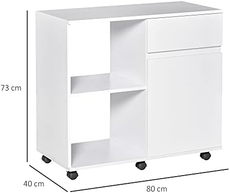 HOMCOM Filing Cabinet/Printer Stand with Open Storage Shelves, for Home or Office Use, Including an Easy Drawer, White