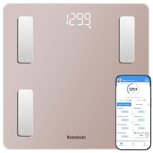 Homebuds Pèse-personne intelligent pour poids corporel, haute précision assurée par Weight Scale Professional Factory depuis 2001, App Sync 13, composition y compris...