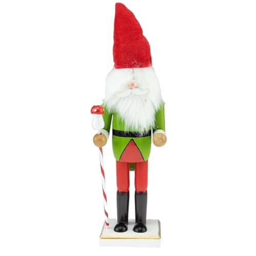 Clever Creations Gnome 13 Inch Traditional Wooden Nutcracker, Festive Christmas Décor for Shelves and Tables