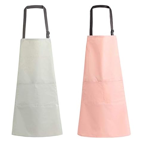 2 Packs Aprons for Adults Waterproof PVC Apron for Women Men Adjustable Hairdresser Butcher Cover