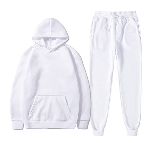 Ensemble de sport blanc 33 en coton doux avec capuche et pantalon unisexe