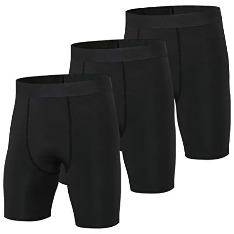 Niksa 3 Pack Mens Compression Shorts Gym Running Sports Underwear Base Layer Shorts Sports Undershorts Quick-Drying Fabric Men’s Workout Shorts with Compression Fit Black L Cover