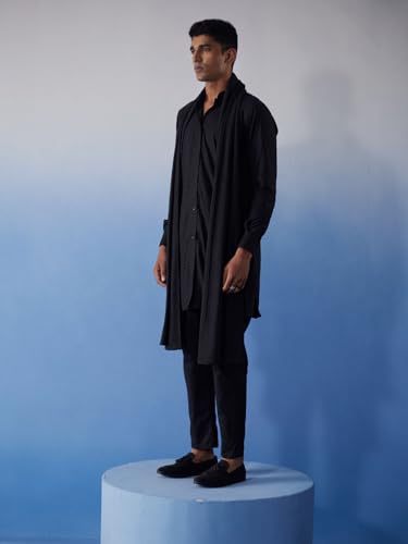Image of VASTRAMAY Men's Net Kurta, Pyjama and Dupatta Set