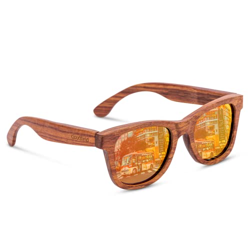 Image of cloudfield Wood Sunglasses Men & Women, 100% UVA & UVB Protection | 9-Layer Polarized Lenses, Bamboo Frame, Bamboo Case, Pouch & Cleaning Cloth Included, Lightweight, Eco-Friendly Design