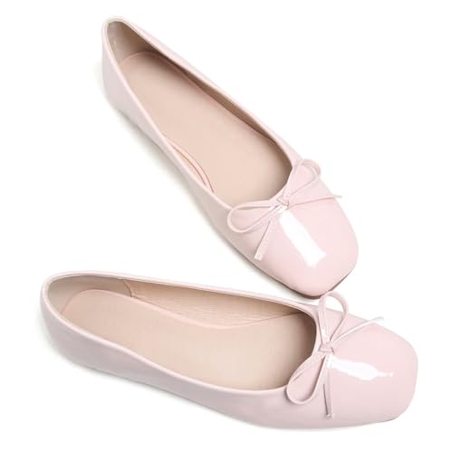 Image of Dear Time Women's Casual Foldable Ballet Flats Square Toe Ballerina Flats Shoes Comfortable