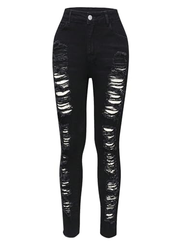 Floerns Girl's Ripped Distressed Zip Up Skinny Jeans Cropped Denim Pants