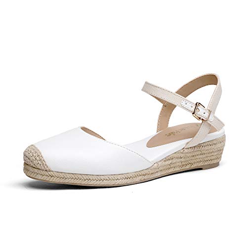 DREAM PAIRS Women's Closed Toe Elastic Ankle Strap Espadrilles Wedge Sandals