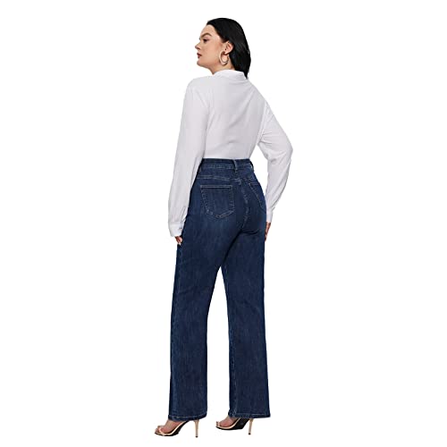 LEIJIJEANS Plus Size Baggy Jeans for Women Wide Leg Women Jeans Full Length Mom High Waist Tall Loose Wide Leg Pants3