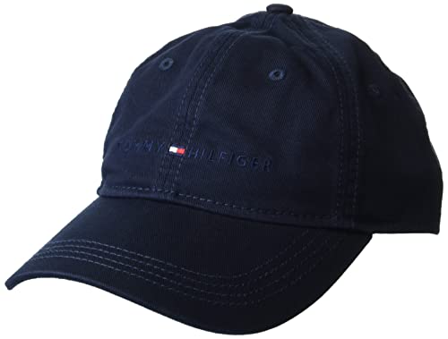 Tommy Hilfiger Men's Cotton Logo Adjustable Baseball Cap Hat, Sky Captain Ton, One Size US