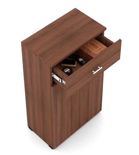 Image of FURNIFLIX Engineered Wood 1 Drawer and 4 Shelves Shoe Rack for Living Room Office Home Hall Wooden Shoe Cabinet Furniture - Walnut Finish