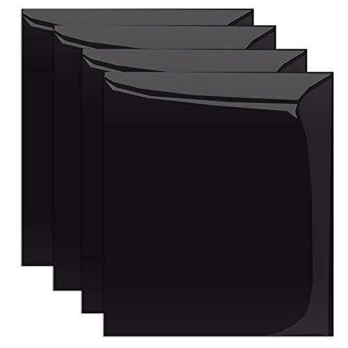 MiPremium PU Heat Transfer Vinyl HTV, Black Iron On Vinyl 12” x 10” (4 x Sheets), for T Shirts Sports Clothing & Other Garments and Fabrics, Easy to Cut Apply & Press Black Vinyl (Black)