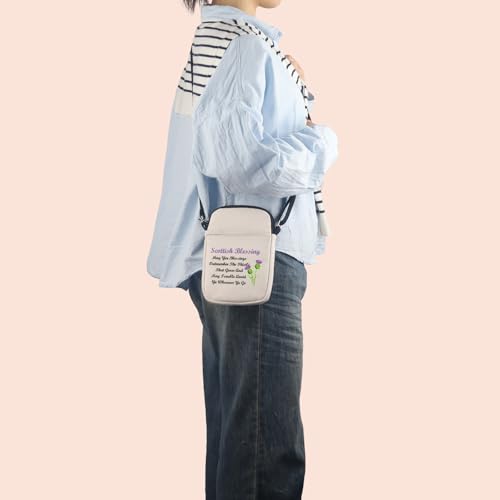 Scottish Thistle Crossbody Bag Scottish Blessing Gift May Yer Blessings Outnumber The Thistle That Grow Travel Pouch3