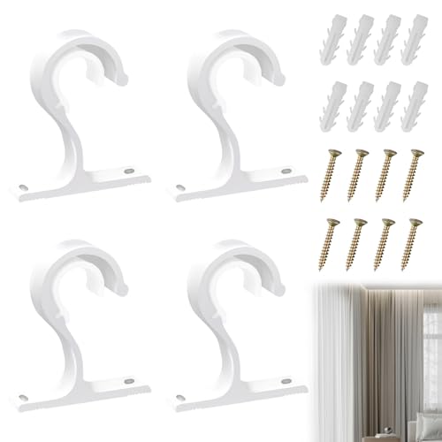 LEIBOCHAO 4 Stück Gardinenstangenhalter, Deckenhalterung aus Aluminiumlegierung mit Metallschraube, Halterungen für Vorhänge aus Metall mit Durchmesser von 25 bis 28 mm - Weiß