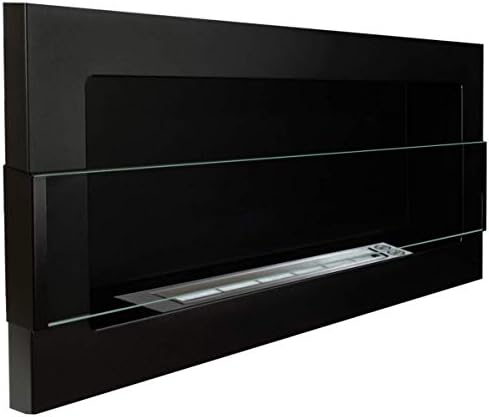 Bio Ethanol Fire BioFire Fireplace Modern 900 x 400 Black with Glass Wall - Mounted Alcohol Fireplace