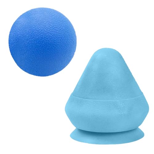 Conjunto de Dos Piezas Masajeador de Puntos Gatillo, Bola de Masaje Con Ventosa, Bola de Masaje de Espalda, para Automasaje Exterior, Hogar, Oficina, Yoga y Pilates(Azul）