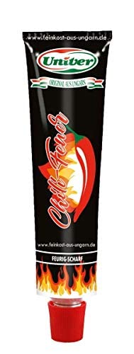 Univer Zrt. Sparset Knoblauch Creme 70g Tube und Chili-Feuer rohe gemahlene Chili-Paprika