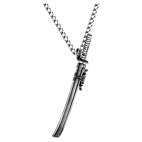 HELLOICE Katana Necklace Samurai Sword Necklace Katana Unsheated Sword Necklace 20K Gold Plated Katana Gift for Women and Men Cover