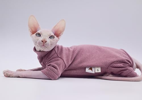 Hairless Cat Clothes Four-Legged Velvet Warm Autumn and Winter Cat Apparel for Sphynx Cat, Devon Rex Cat, Cornish (Small) - Image 6