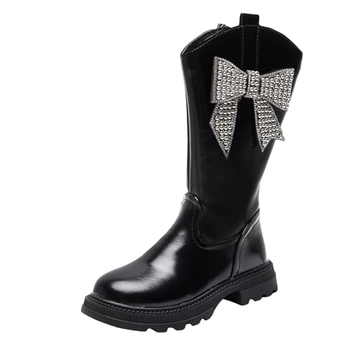 IWIHMIV Toddler Western Boots Girls Cowboy Boots Western Mid Calf Kids Boots Side Zipper Girls Horse Riding Boots for Kids