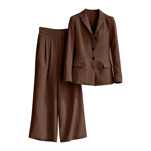 Combinaison pantalon en lin pour femme avec blazer slim chic
