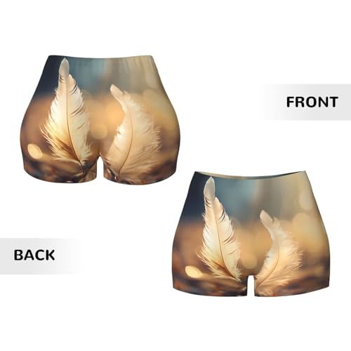 Plume Pattern Sports Shorts, high Elastic Slim Fitness Pants, Suitable for Yoga/Leisure/Daily wear3