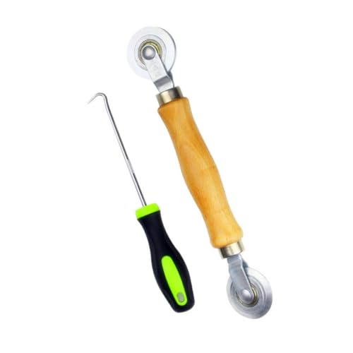LOORGVEL 2 piezas Kit para Instalación de Mosquiteras con Rodillo Prensador de Malla y Herramienta de Pantalla para Ventanas Mango de Madera Antideslizante Duradero y Cómodo Compatible con